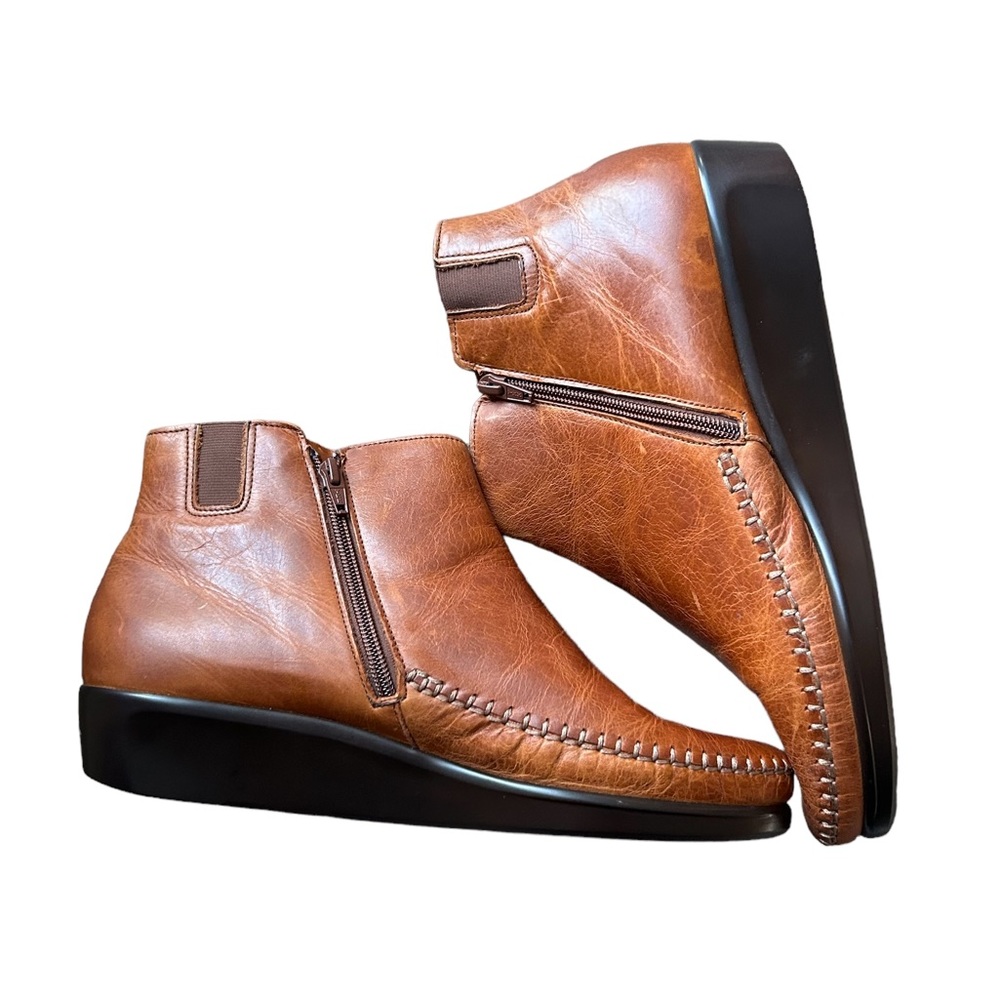 SAS Jade Ankle Bootie Brown Chestnut leather WIDE size 11